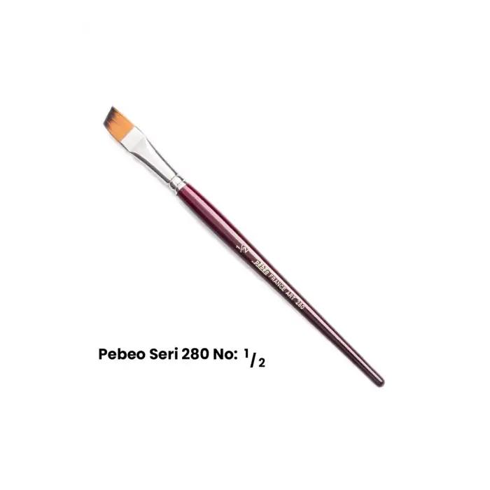 PEBEO 280/1/2 SENTETİK YATAY KESİK KIRMIZI SAPLI YAĞLI AKRİLİK FIRÇA N1/2