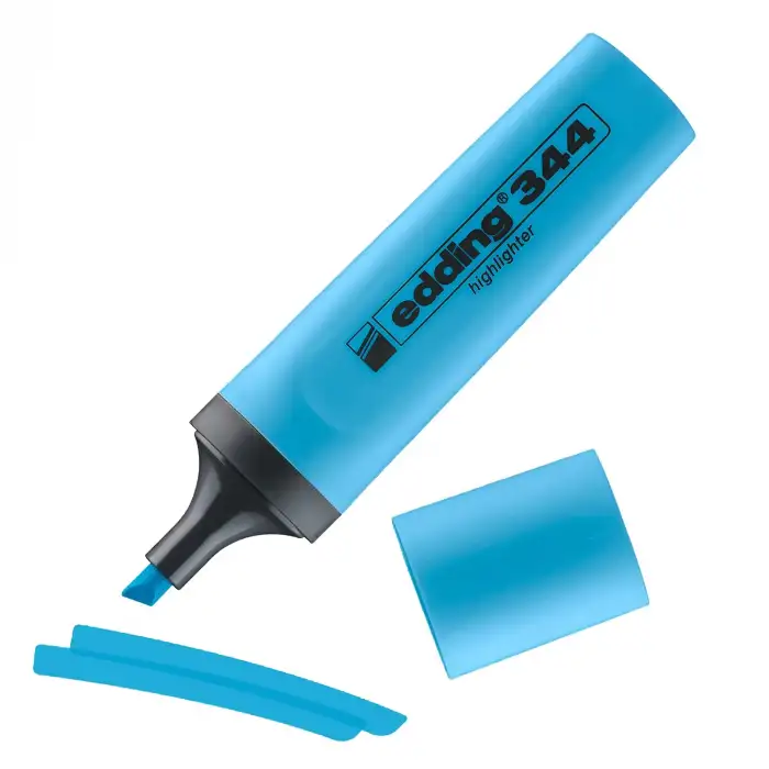 Edding 344 fosforlu kalem - mavi - 1 fosforlu kalem - 2-5 mm kesik uç