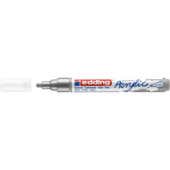 Edding 5100 akrilik markör orta - gümüş - 1 su geçirmez akrilik markör - yuvarlak uçlu 2-3 mm