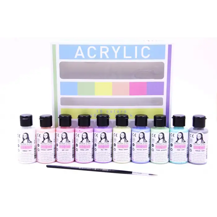 Monalisa ML122C Akrilik 10 Chalk X + Fırça Set, 40 ml