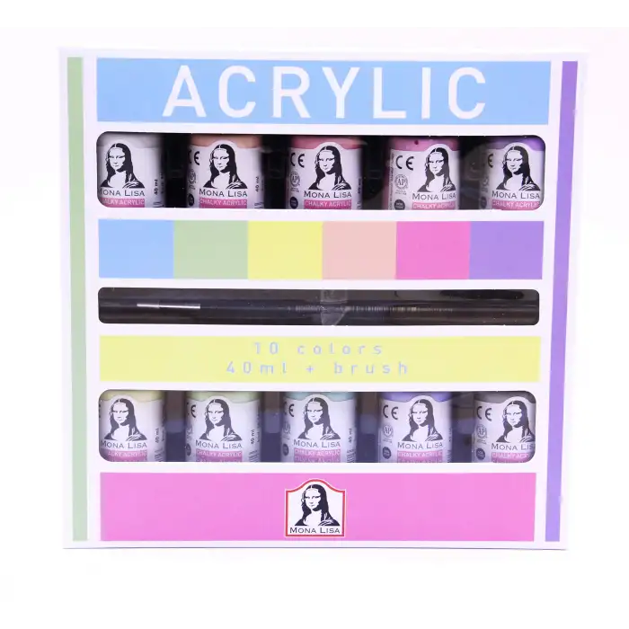 Monalisa ML122C Akrilik 10 Chalk X + Fırça Set, 40 ml