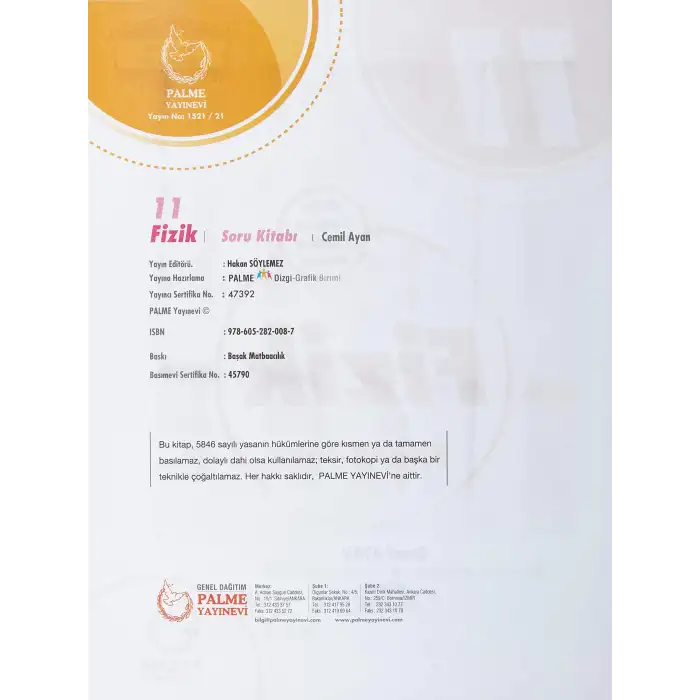11. Sınıf Fizik Soru Kitabı: Okula Yardımcı Sınavlara Hazırlık [Paperback] Cemil Ayan