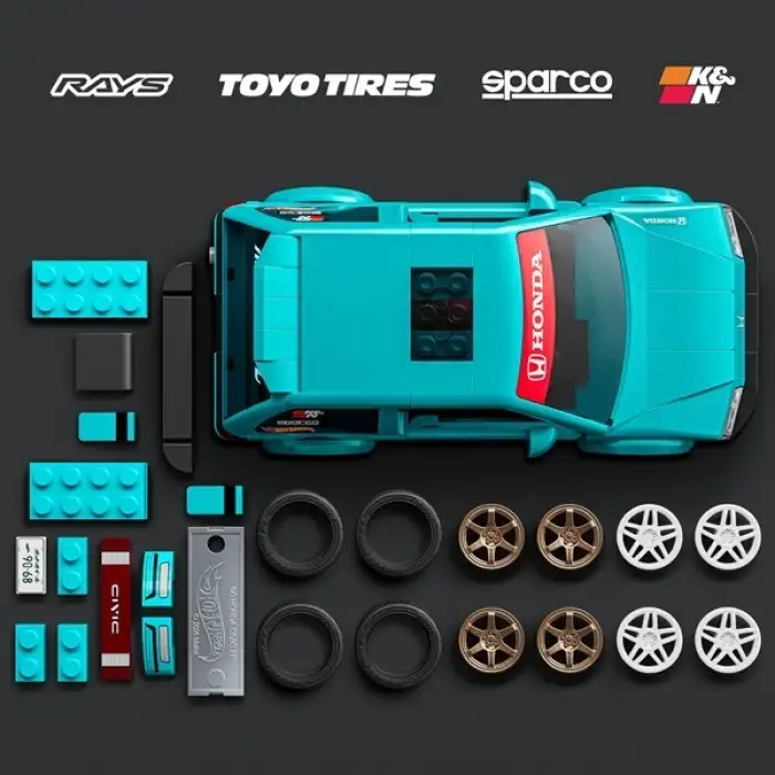 Mattel Brick Shop Hot Wheels Custom ’90 Honda Civic EF Building Toy Kit 248pc