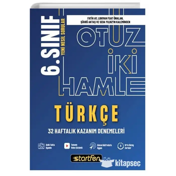 Startfen Yayınları 6. Sınıf Türkçe 32 Haftalık Kazanım Denemeleri