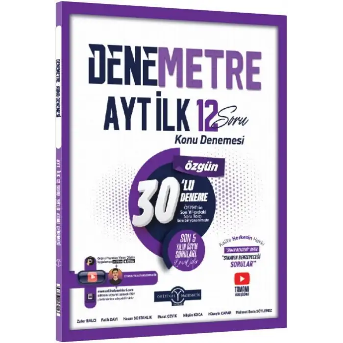 Orijinal Yayınları AYT Denemetre İlk 12 Konu Denemesi