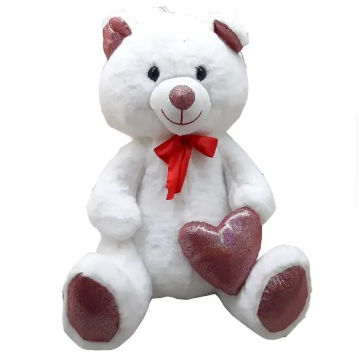 PELUŞ PARLAK KALPLİ AYI 50 CM PL62503