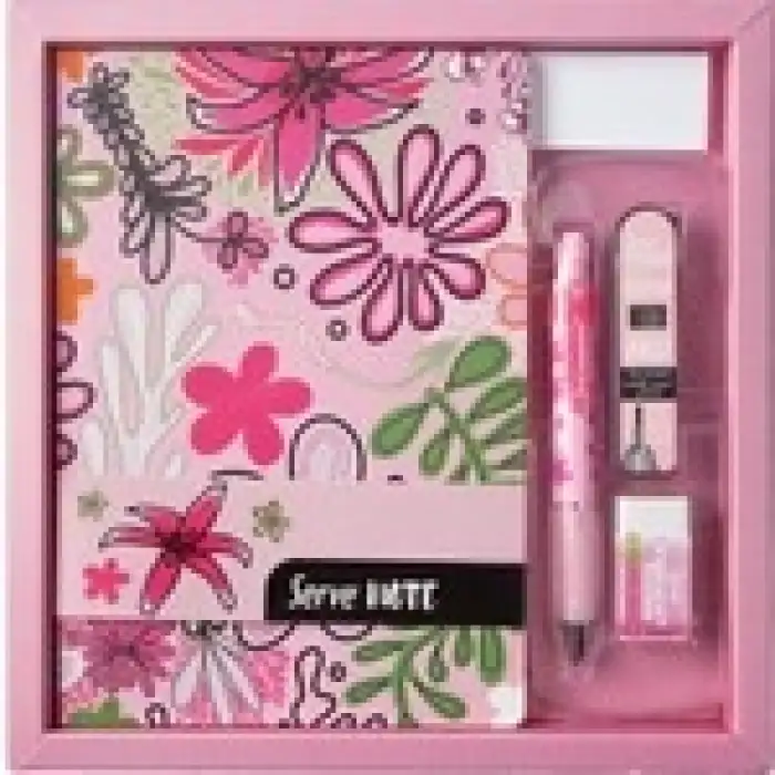 Serve Note Defter Seti Desenli Şeker Pembe Kutulu
