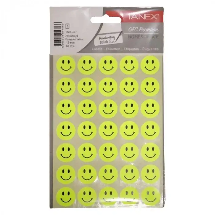 TANEX FLO SARI GÜLEN YÜZ ETİKET 19 MM TNX-327