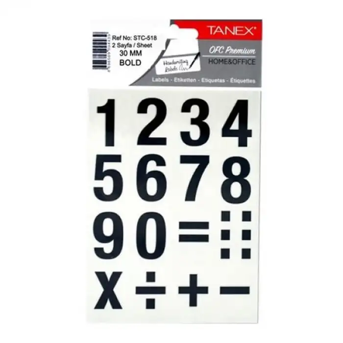 TANEX STICKER RAKAM ETİKETİ 30 MM BOLD STC-518