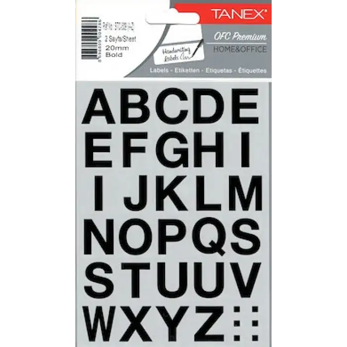 TANEX STICKER HARF ETİKETİ 20 MM STC-509