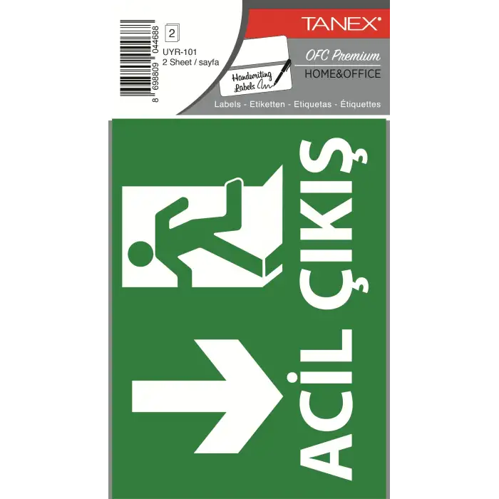 TANEX STICKER ACİL ÇIKIŞ-1 UYARI ETİKETİ UYR-101