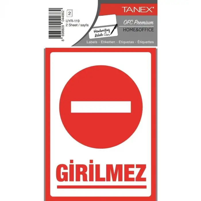 TANEX STICKER GİRİLMEZ UYARI ETİKETİ UYR-119