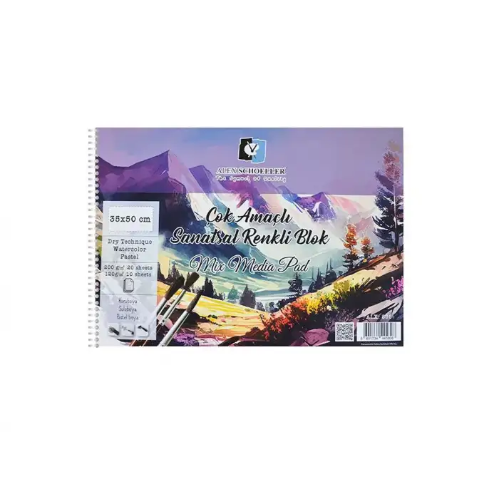 Alex Schoeller Çok Amaçlı Renkli Spiralli Resim Blok 35x50