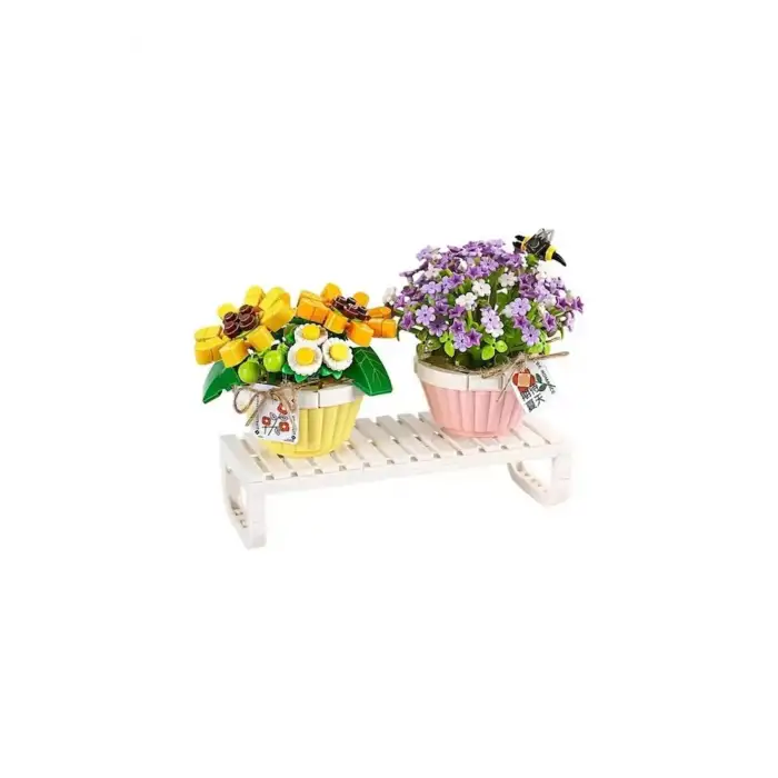 LZ1674 LOZ Eternal Flowers Serisi - Saksıda Çiçekler Letters from Spring Baby’s Breath Daisy With Bee 534 Parça Yapım Seti