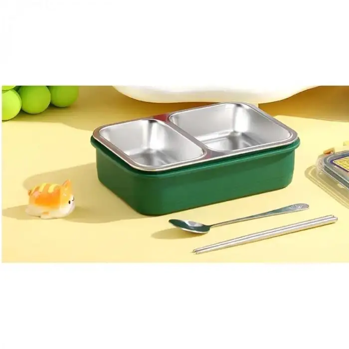 VAGONLİFE VGN-7155 PASLANMAZ ÇELİK YEMEK KABI TEK KATLI 2 BÖLMELİ LUNCH BOX 700ML (2)