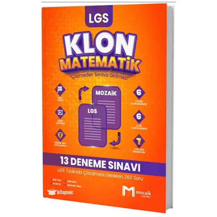 Mozaik Yayınları 8. Sınıf LGS Matematik Klon 13 DenemeE