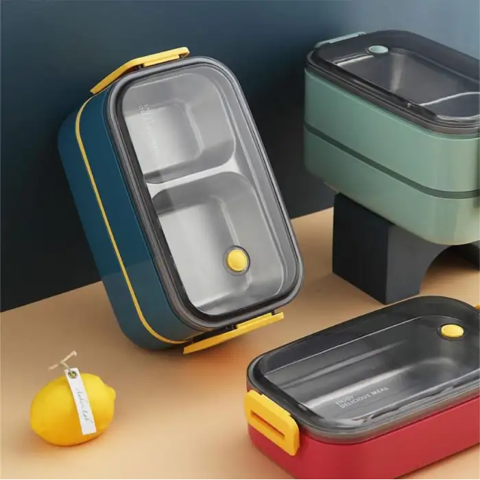 VAGONLİFE PASLANMAZ ÇELİK 3 BÖLMELİ YEMEK KABI 2 KATLI - LUNCH BOX BL50002-2 1400ML - YEŞİL