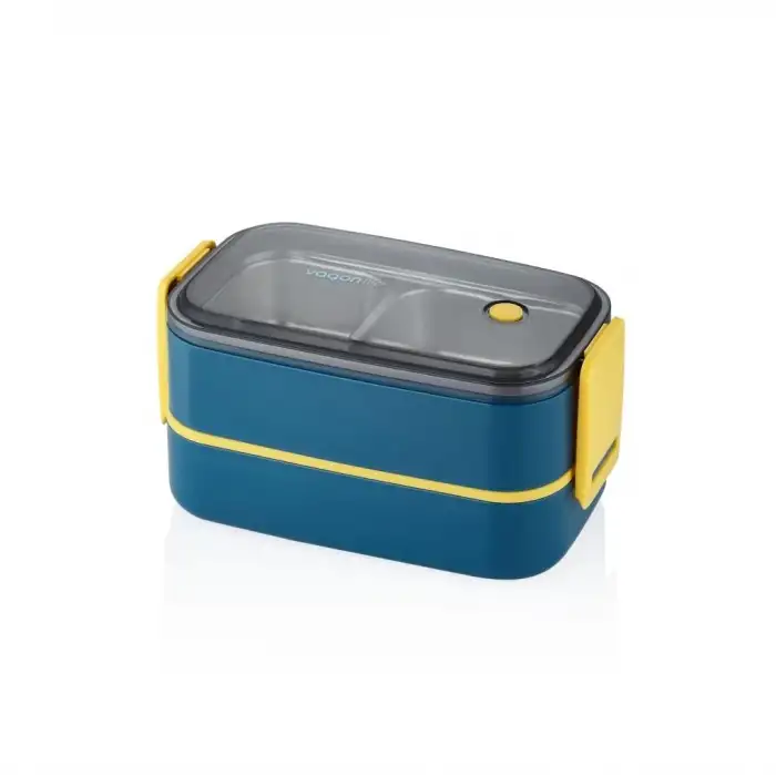 VAGONLİFE PASLANMAZ ÇELİK 3 BÖLMELİ YEMEK KABI 2 KATLI - LUNCH BOX BL50002-2 1400ML - MAVİ
