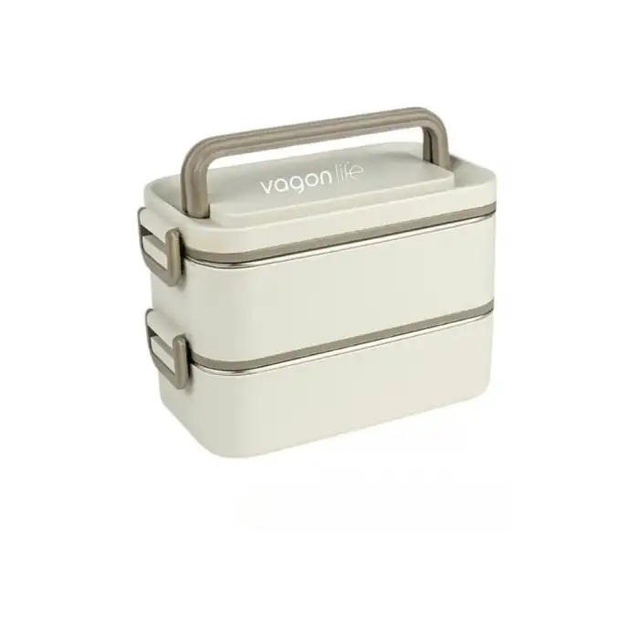 Vagonlife Yemek Kabı 2 Katlı Lunch Box BL01029 2000 ml Bej
