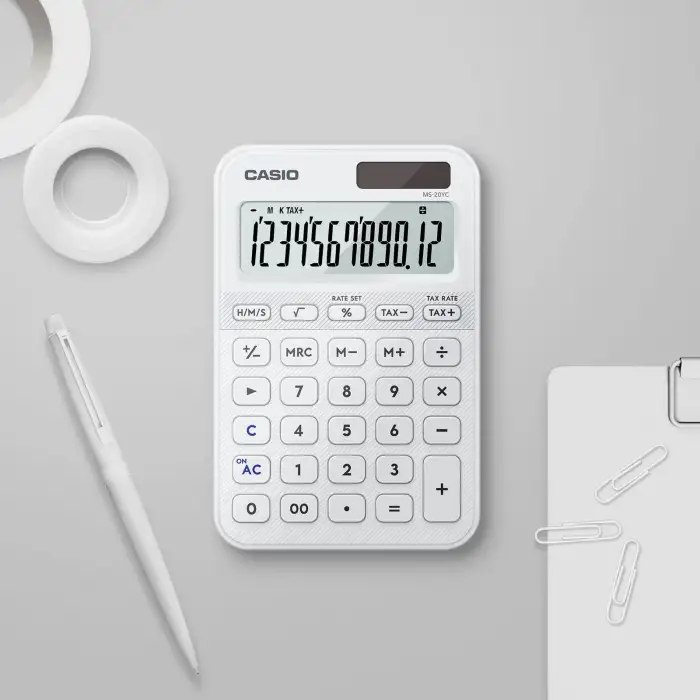 CASIO HESAP MAKİNESİ MASAÜSTÜ MS-20YC-WE-W-DP