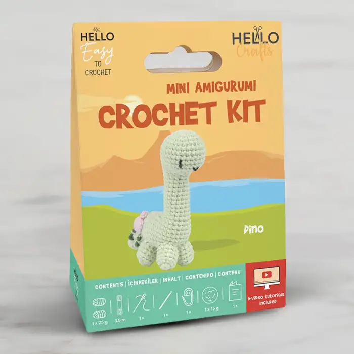 HELLO CRAFTS TIĞ İŞİ MİNİ AMİGURUMİ KİTİ-DINO