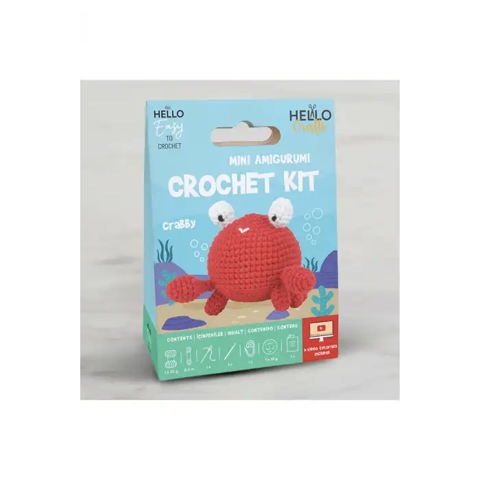 HELLO CRAFTS TIĞ İŞİ MİNİ AMİGURUMİ KİTİ-CRABBY
