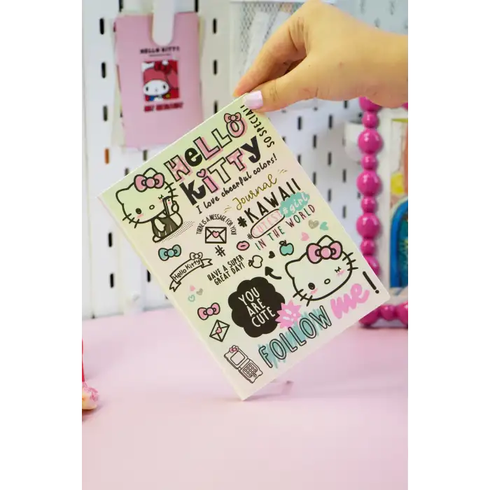 VJ HELLO KITTY SMYTH FLEXY ESNEK VEGAN DERİ KAPAKLI DEFTER 13X18CM 80 GR. 80 YP. ÇİZGİLİ