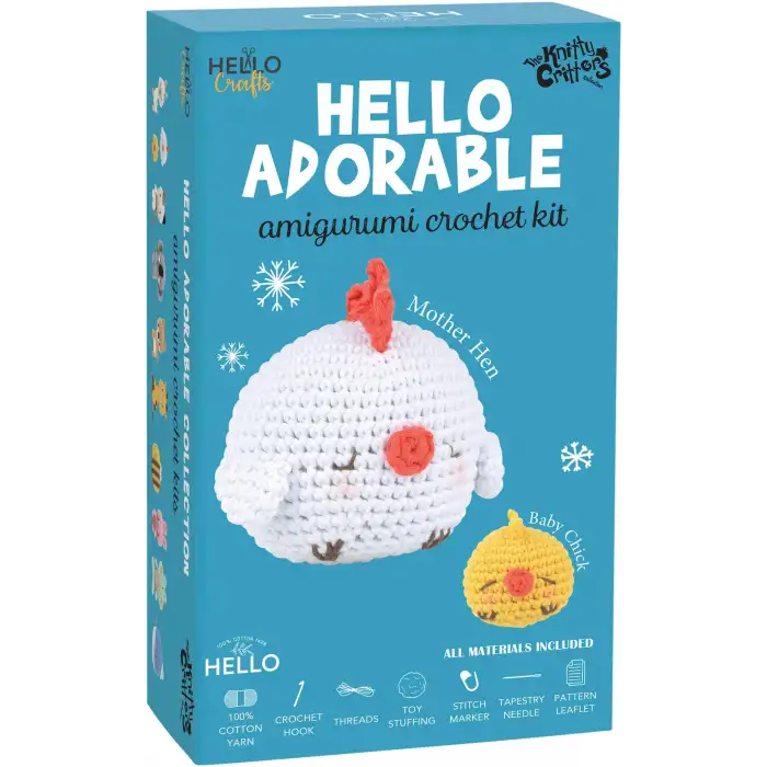 HELLO CRAFTS ADORABLE AMİGURUMİ KİT- MOTHER HEN & BLACK CHICK