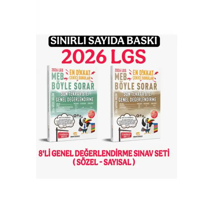 Sinan Kuzucu 2026 Lgs Son Tekrar 8li Genel Değerlendirme Sınavı Seti (Sayısal - Sözel)