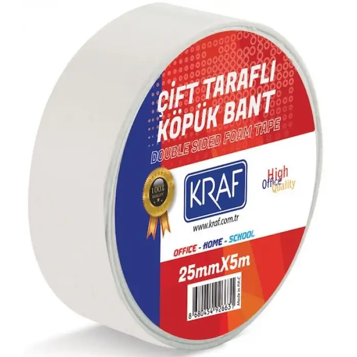 KRAF ÇİFT TARAFLI KÖPÜK BANT 25mm x 5m 5025G