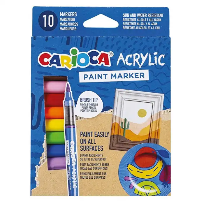 CARIOCA AKRİLİK PAINT MARKER SU BAZLI FIRÇA UÇ 10 LU 45281
