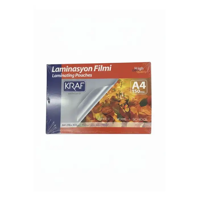 KRAF LAMİNASYON FİLMİ PARLAK A4 150 Mic. 100 LÜ 2129