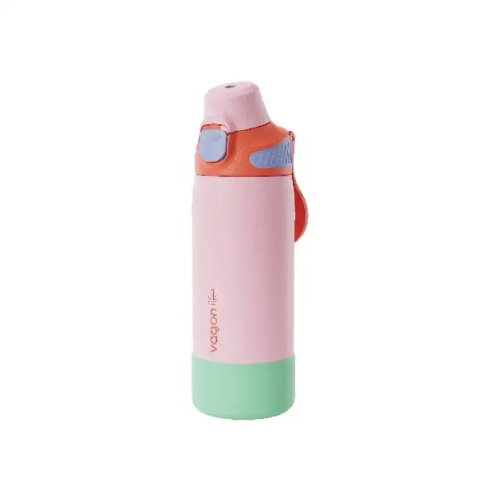 VAGONLİFE ÇELİK TEK KAPAK PİPETLİ/ PİPETSİZ KULLANIM KULPLU MATARA/TERMOS VGN1102 700ML - RESİMLİ (KARE DESENLİ)