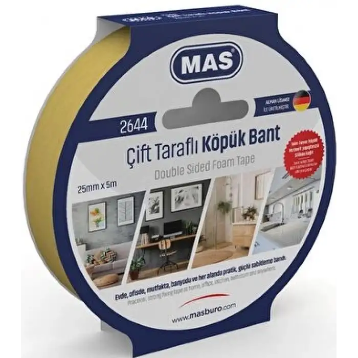 MAS ÇİFT TARAFLI KÖPÜK BANT 25MM X 5M 2644