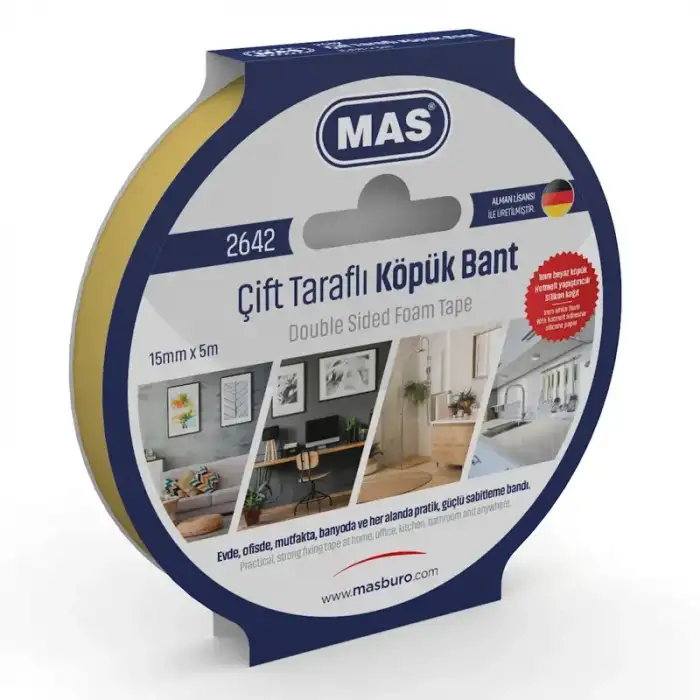 MAS ÇİFT TARAFLI KÖPÜK BANT 15MM X 5M 2642