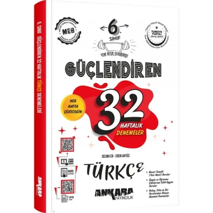 Ankara Yayıncılık 6. Sınıf Türkçe Güçlendiren 32 Haftalık Kazanım Denemeleri