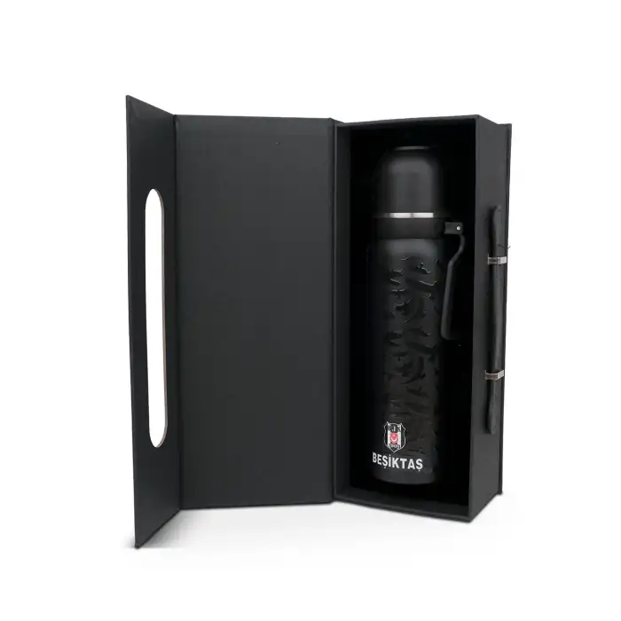 Beşiktaş Çelik Termos Bardaklı Kapak Siyah 650 Ml