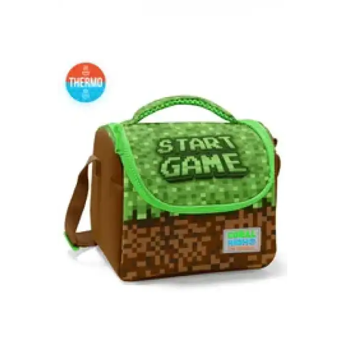 Coral High Kids Yeşil Kahverengi High Mine Craft Desenli Çanta Seti