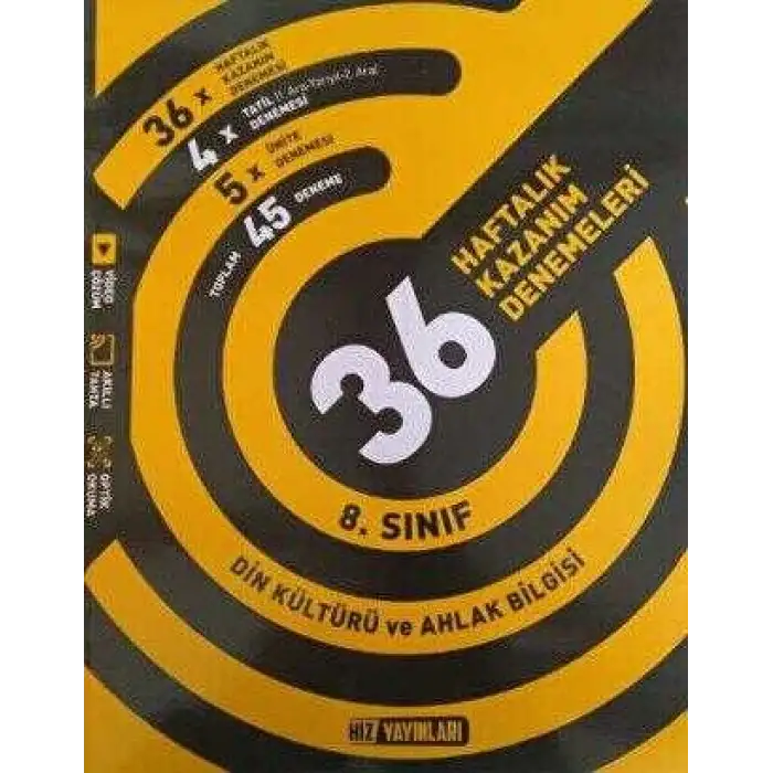 Hız Yayınları 8. Sınıf Din Kültürü ve Ahlak Bilgisi 36 Haftalık Kazanım Denemeleri