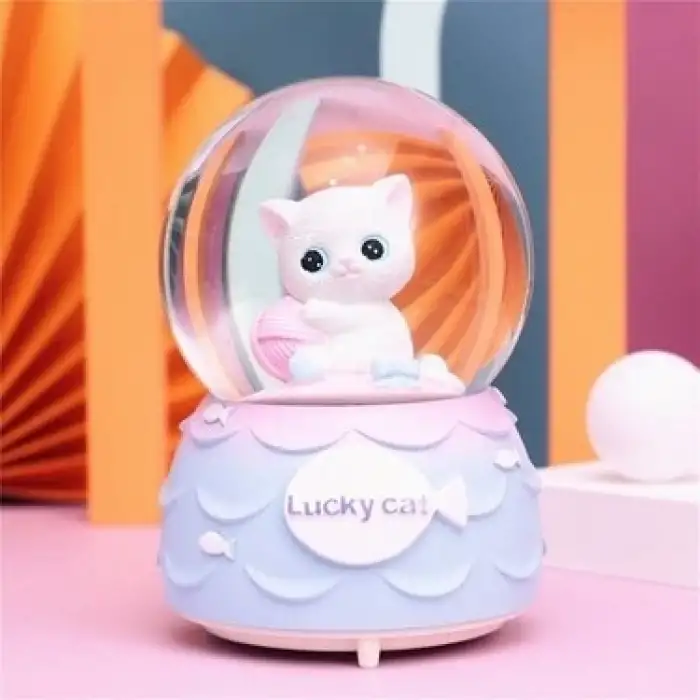 KAR KÜRESİ ORTA BOY DOKUNMATİK KEDİ