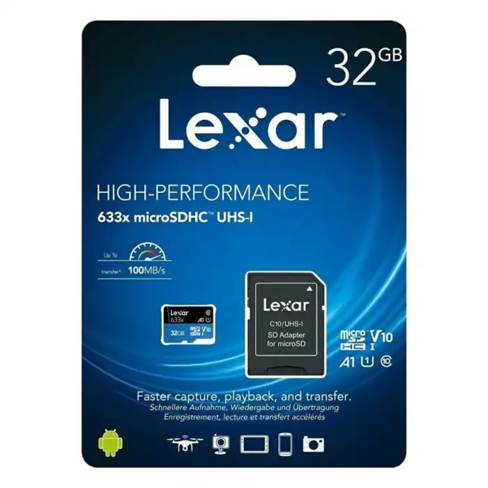 Lexar 32GB Micro SD Class 10 Hafıza Kartı UHS-I 633x 100MB/45sn