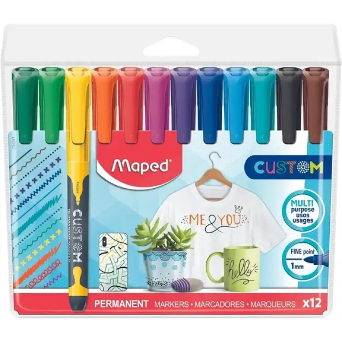 Maped Permanent Marker İnce Uçlu Askılı Paket 12li