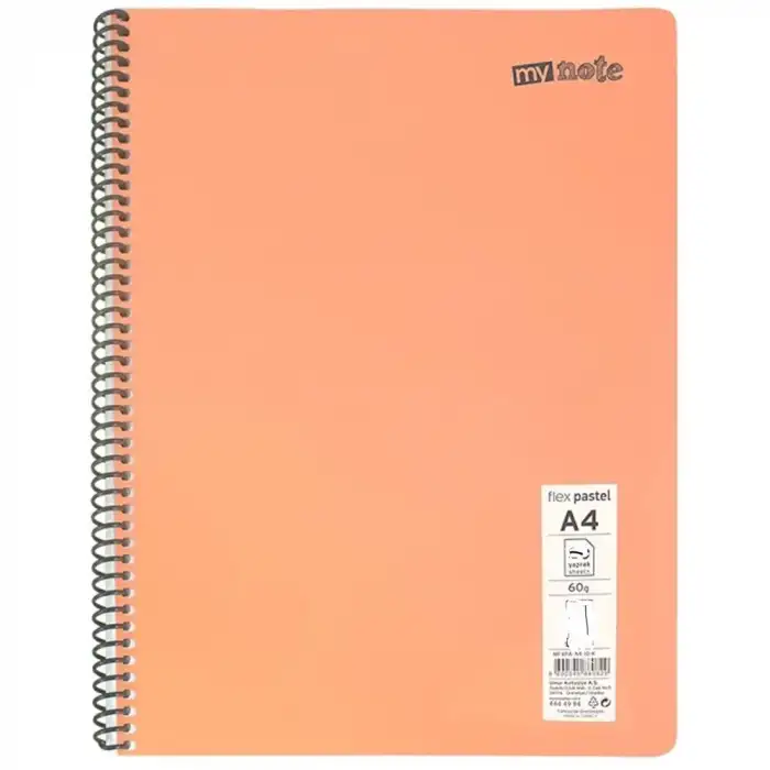 MYNOTE DEFTER FLEX PASTEL PP KAPAK SPİRALLİ A4 96 YP DÜZ