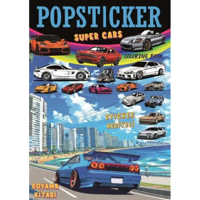SÜPER CARS BOYAMA KİTABI POPSTİCKER