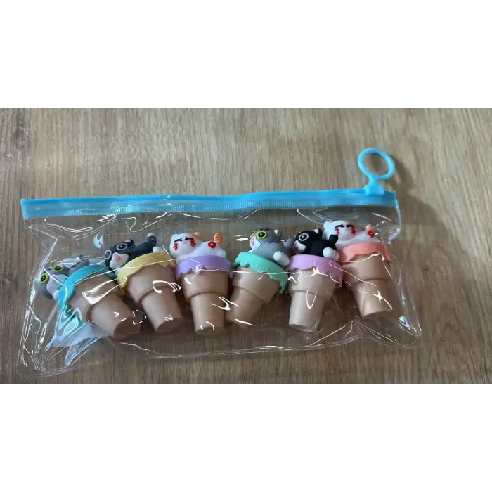 TAROS UNICK COLOR KEDİ DONDURMA 6 LI FOSFORLU KALEM