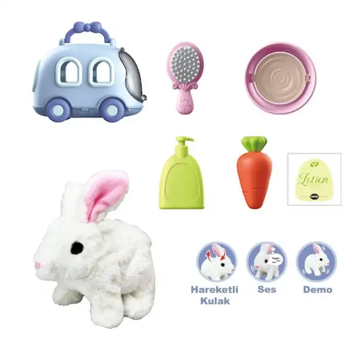 TAŞIMA ÇANTALI SESLİ HAREKETLİ TAVŞAN SET