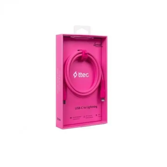 TTEC 2DK60NP USB-C- Lightning Hızlı Şarj Kablosu 120 cm Neon Pembe