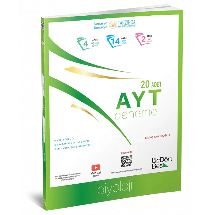 ÜÇDÖRTBEŞ AYT BİYOLOJİ DENEME 20 Lİ
