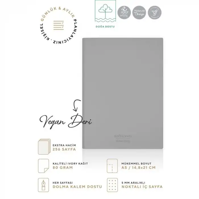 VJ DEFTER SOFTTONS ESNEK KAPAK A5 80 Gr. 128 YP. KREM ÇİZGİLİ NOKTALI MAVİ 124-1015