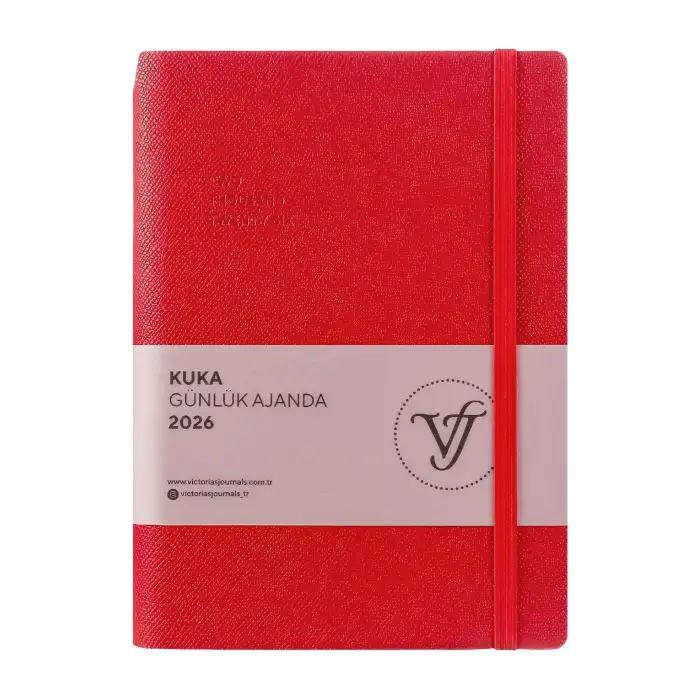 VJ KUKA GÜNLÜK AJANDA A5 416 SAYFA LASTİKLİ KIRMIZI 226-2399